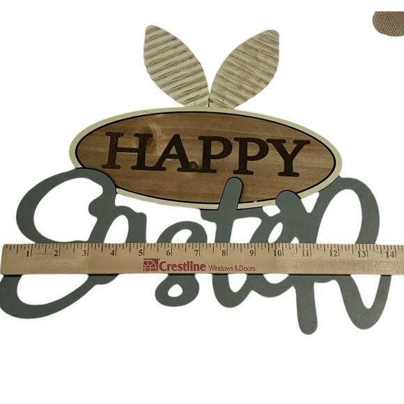 Happy Easter Hanging Wall Sign Rabbit Ear Decor Bunny Door Holiday Wreath Egg - Picture 4 of 8